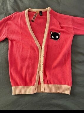 VINTAGE Sanrio Hello Kitty ChocoCat Sweater Fall Cardigan in pink! Oversized S